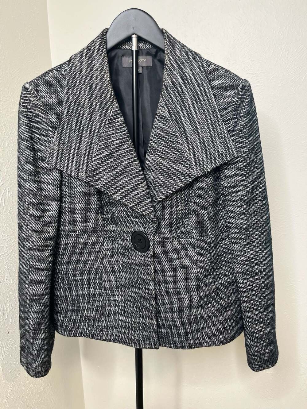 Vintage Liz Claiborne Suits Black White Tweed Blazer Classic Preppy Jacket